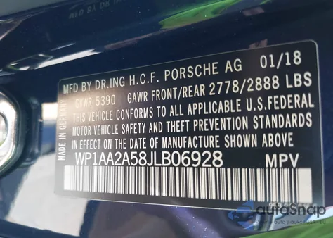 2018 Porsche Macan from USA, damaged, VIN WP1AA2A58JLB06928